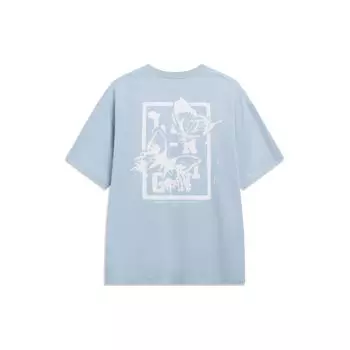 Li-Ning SS23 Свободная футболка с круглым вырезом и вдохновленным принтом, мужские топы, небесно-голубой AHST203-2 L