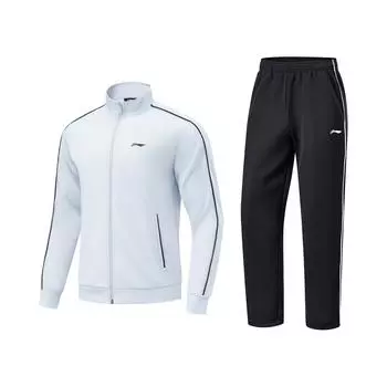 Li-Ning Stand Collar Zipper Quick-Dry Jacket Slim Fit Solid Color Breathable Mid-Waist Long Pants Casual Sports Suit Unisex suit AWEU001-1 M