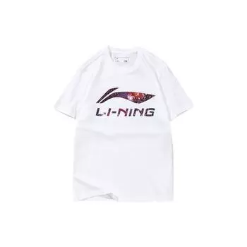 Li-Ning Starry Sky Letter Logo Round Neck Short Sleeve T-Shirt Unisex Tops White AHSS971-3 XL
