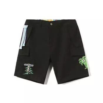 Li Ning Steven Harrington Series мультфильм вышитые свободные дышащие повседневные шорты унисекс шорты черные AKSR733-2 XXL