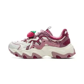Li Ning Strawberry Bear X Cat Paw Lite 2 Толстая подошва Увеличивающая рост Амортизирующая Ретро Нескользящая Износостойкая Низкая Обувь для Пап AGCU176-8 37