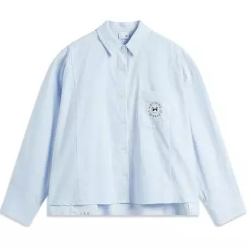 Li-Ning Striped Letter Button-Down Collar Long Sleeve Shirt Women shirts Off-White New-Aurora-Blue ASHU548-3 S
