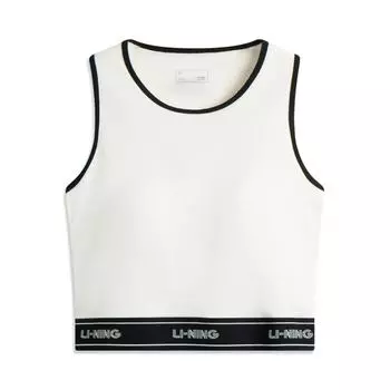 Li-Ning Striped Letter Round Neck Breathable Versatile Sleeveless Vest Women tops Off-White AVSV092-1 S