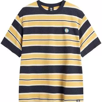 Li-Ning Striped Round Neck Breathable Versatile Casual Short Sleeve T-Shirt Men Tops Light-Yellow AHSV657-1 M