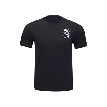Li-Ning Summer Round Neck Cultural Shirt Solid Color Comfortable Fashion Short Sleeve T-Shirt Men T-Shirts Black AHSV049-1 S