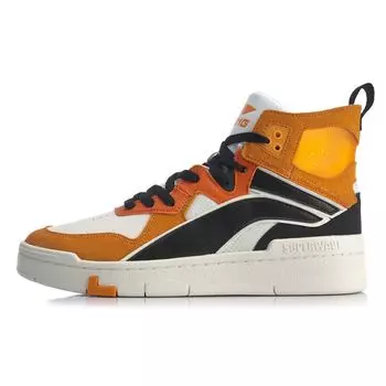 Li Ning Superwave Hi Classic Casual High-Top Skate Shoes Men Skate Shoes Orange White Blue AGCQ013-4 41
