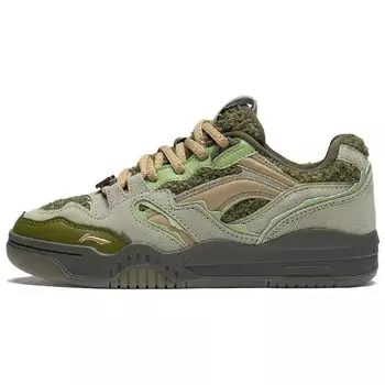 Li-Ning светло-голубая ткань кожа износостойкая повседневная нескользящая амортизирующая низкая обувь для скейтбординга унисекс кроссовки зеленые AGCS427-3 43