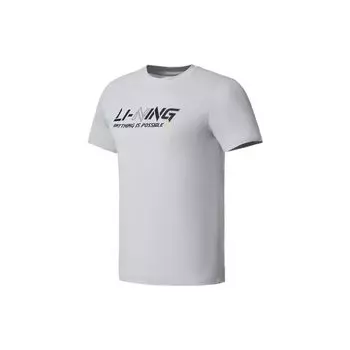 Li Ning светоотражающий буквенный принт быстросохнущий свитер короткий рукав футболка мужские топы монетно-серый ATSS833-2 S
