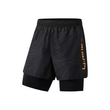 Li Ning Swimming Series Letter Print Удобные пляжные шорты мужские шорты черные ASLU135-1 L