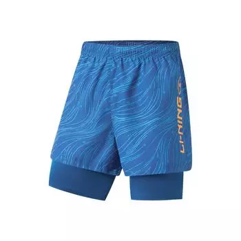Li Ning Swimming Series Letter Print Удобные пляжные шорты для мужчин Темно-синие сапфирово-синие ASLU135-2 L
