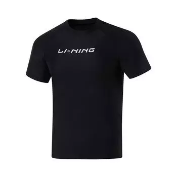 Li Ning Swimming Series Letter Round Neck Pullover Sports Long Sleeve Swimsuit Men swimsuit Black ASLT093-1 S