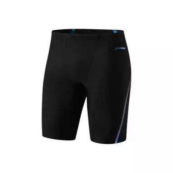 Li Ning Swimming Series Повседневные удобные дышащие солнцезащитные шорты для плавания с пятью точками, мужские плавки, черный цвет ASLU119-1 XL