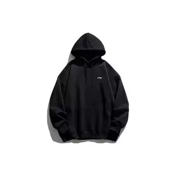 Li Ning свитер с капюшоном длинный рукав теплая повседневная спортивная толстовка с капюшоном мужские толстовки черного цвета YWDT505-1 L