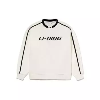 Li-Ning Свитшот Campus Series свободного кроя с принтом из флиса с круглым вырезом, унисекс, белый YWDT541-1 L