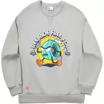 Li Ning Свитшот с принтом букв, круглым вырезом, удобный, дышащий флис, теплый, свободного кроя, унисекс, цвет лунно-серый AWDUE03-3 L