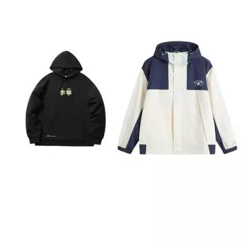 Li-Ning Свитшот свободного кроя с принтом букв, удобный, с длинным рукавом, универсальный, с цветными блоками, теплая куртка, повседневный спортивный костюм AFDU927-2+AWDT583-1 L