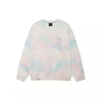 Li-Ning Свитшот Wade Series Cotton Candy Letter Print Tie-Dye Crewneck унисекс толстовка белая AMBR103-1 L