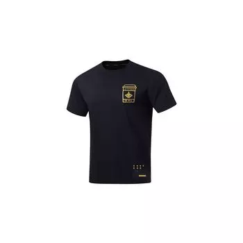 Li-Ning Свободная дышащая футболка с геометрическим принтом и круглым вырезом с короткими рукавами, мужские топы, черный ATST091-7 M