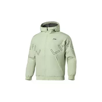 Li-Ning Свободная спортивная ветровка с капюшоном и логотипом, мужская верхняя одежда, цвет морской волны AFDS007-7 L