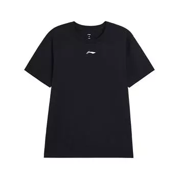 Li Ning Свободная Удобная Повседневная Футболка-Пуловер с Круглым Вырезом Унисекс Топы Черный AHSVA51-1 S