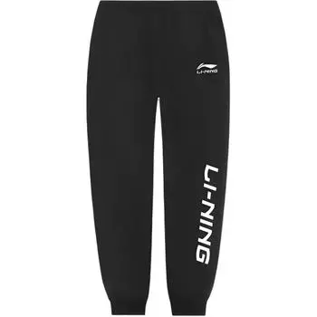 Li-Ning Свободные дышащие повседневные брюки с манжетами и буквенным принтом, мужские брюки, черные YKLU203-1 M
