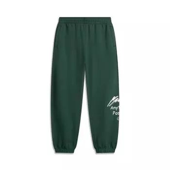 Li Ning свободные удобные однотонные трикотажные спортивные брюки мужские низ зеленый AKLUC65-5 M