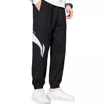 Li-Ning Свободные удобные повседневные брюки с буквенным принтом, мужские низы, черные YKLU349-1 XL