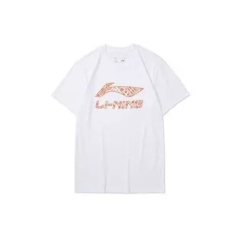 Li-Ning Свободный дышащий свитер с круглым вырезом и логотипом, футболка с коротким рукавом, унисекс, топы, белый цвет AHSSE03-1 M
