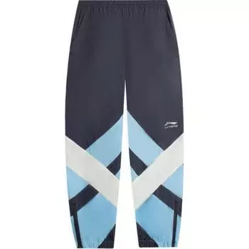 Li Ning свободный крой цветных блоков удобные длинные повседневные брюки унисекс низ земляно-серый молочно-белый лунно-белый AYKSB83-1 M
