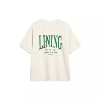 Li-Ning Свободный крой, круглый вырез, буквенный принт, футболка унисекс, топы, белый цвет AHSSF49-2 S
