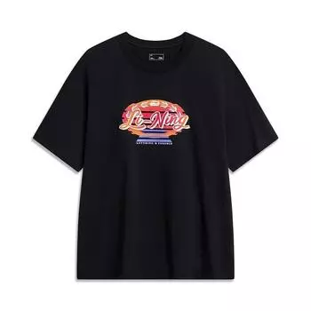 Li-Ning Свободный крой, легкая спортивная футболка для фитнеса с круглым вырезом и коротким рукавом, мужские топы, черный цвет AHST795-3 M