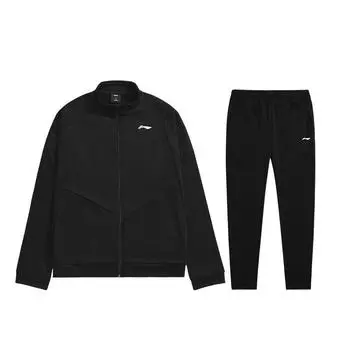 Li Ning свободный крой с заниженной линией плеч и брюки со средней талией повседневный спортивный комплект мужской свитшот, брюки черный AWEU041-1 M