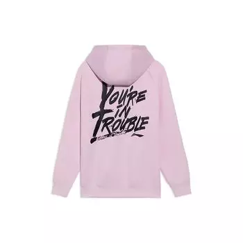 Li-Ning Свободный крой толстовки с принтом букв унисекс толстовки персиково-розовый AWDS103-3 S