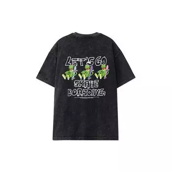 Li-Ning X Disney Muppets Collection Свободный повседневный свитер с круглым вырезом и коротким рукавом с принтом Мужские топы черного цвета AHSR839-3 XL