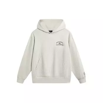 Li Ning Свободный пуловер с капюшоном и буквенным принтом Мужские топы Серый AWDU017-2 L