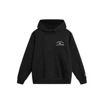 Li-Ning Свободный пуловер с капюшоном и мужскими топами с буквенным принтом, черный AWDU017-1 M