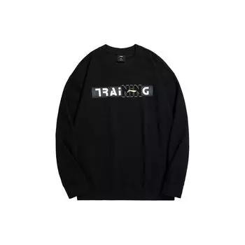 Li-Ning Свободный свитер с круглым вырезом и принтом букв Fitness Series, мужская толстовка черного цвета AWDU947-1 S