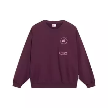 Li-Ning Свободный свитшот с круглым вырезом и буквенным принтом, топы унисекс, бордовый AWDT235-2 3XL