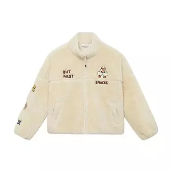 Li-Ning X Disney Chip N Dale Cartoon Letter Embroidery Кардиган на молнии с подкладкой из овечьей шерсти, теплая хлопковая куртка, женская верхняя одежда AFDSC92-1 L