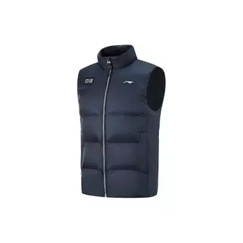 Li Ning Table Tennis Series Brand Logo Stand Collar Дышащий удобный жилет без рукавов унисекс жилеты темно-синего цвета AMMU031-2 S