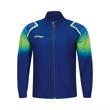 Li Ning Table Tennis Series Gradient Print Stand Collar Cardigan Sweatshirt Men sweatshirt Light-Blue AWDU377-2 M