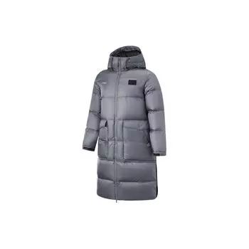 Li Ning Table Tennis Series Letter Hooded Zipper Comfortable Down Jacket Unisex Upperwear Stone-Gray AYMU285-2 M