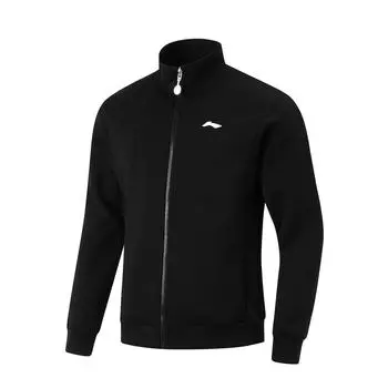 Li Ning Table Tennis Series Letter Number Zipper Stand Collar Cardigan Jacket Unisex Jackets Black AWDUA59-1 S