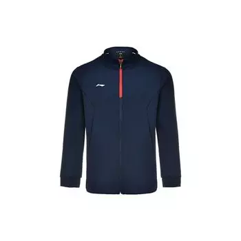 Li Ning Table Tennis Series Logo Print National Flag Cardigan Sweatshirt Men sweatshirt Ink-Blue AWDSA11-1 XL