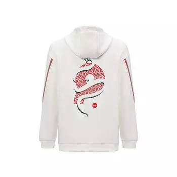 Li Ning Table Tennis Series Snake Year Letter Print Casual Sports Hoodie Unisex Hoodies Off-White AWDVB71 L