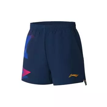 Li Ning Table Tennis Series Star Letter Mid Waist Прямые спортивные шорты мужские шорты Guangdong-Blue AAPS245-2 S