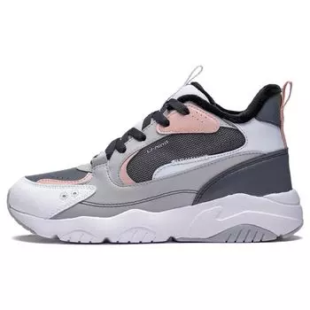 Li-Ning Теплые нескользящие износостойкие дышащие кроссовки средней высоты с флисовой подкладкой, женские кроссовки серо-синего цвета AGLS210-3 35