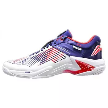 Li Ning Thunder Series Pro Удобные амортизирующие нескользящие износостойкие низкие кроссовки для бадминтона Унисекс Белые синие AYAT009-3 37