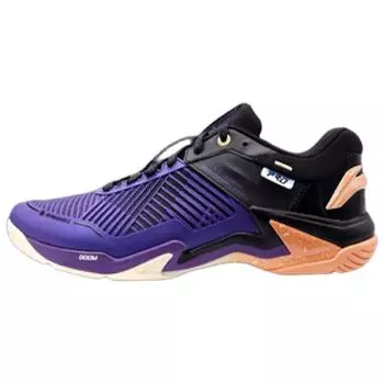 Li Ning Thunder Series Pro Удобные спортивные амортизирующие нескользящие износостойкие низкие кроссовки для бадминтона унисекс фиолетово-черные AYAT009-2 40