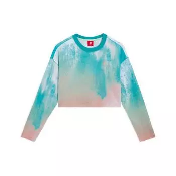 Li Ning Tie-Dye градиент вышитый круглый вырез свитер короткий рукав футболка женские топы светло-зеленый AHSS084-4 XS